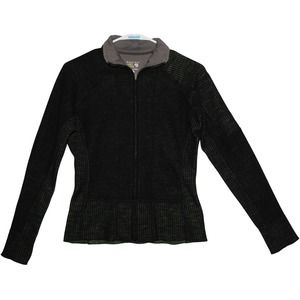 Womens Mountain Hardwear Black Green Long Sleeve Pullover Sweatshirt Jacket Sz S